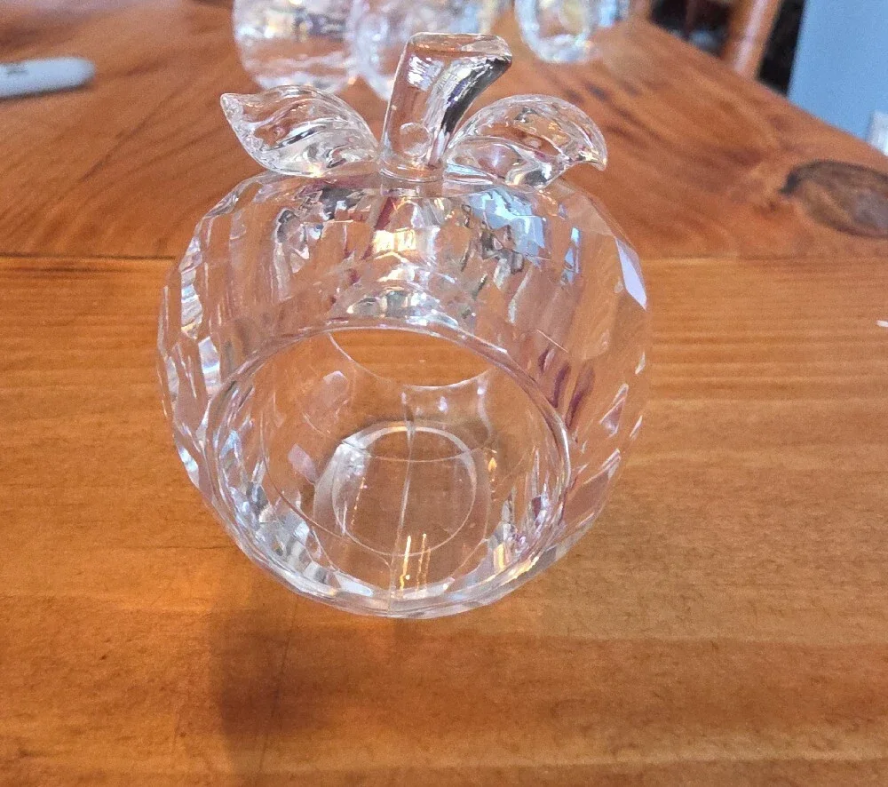 Set of 6 Clear Crystal Acrylic Apple Napkin Rings